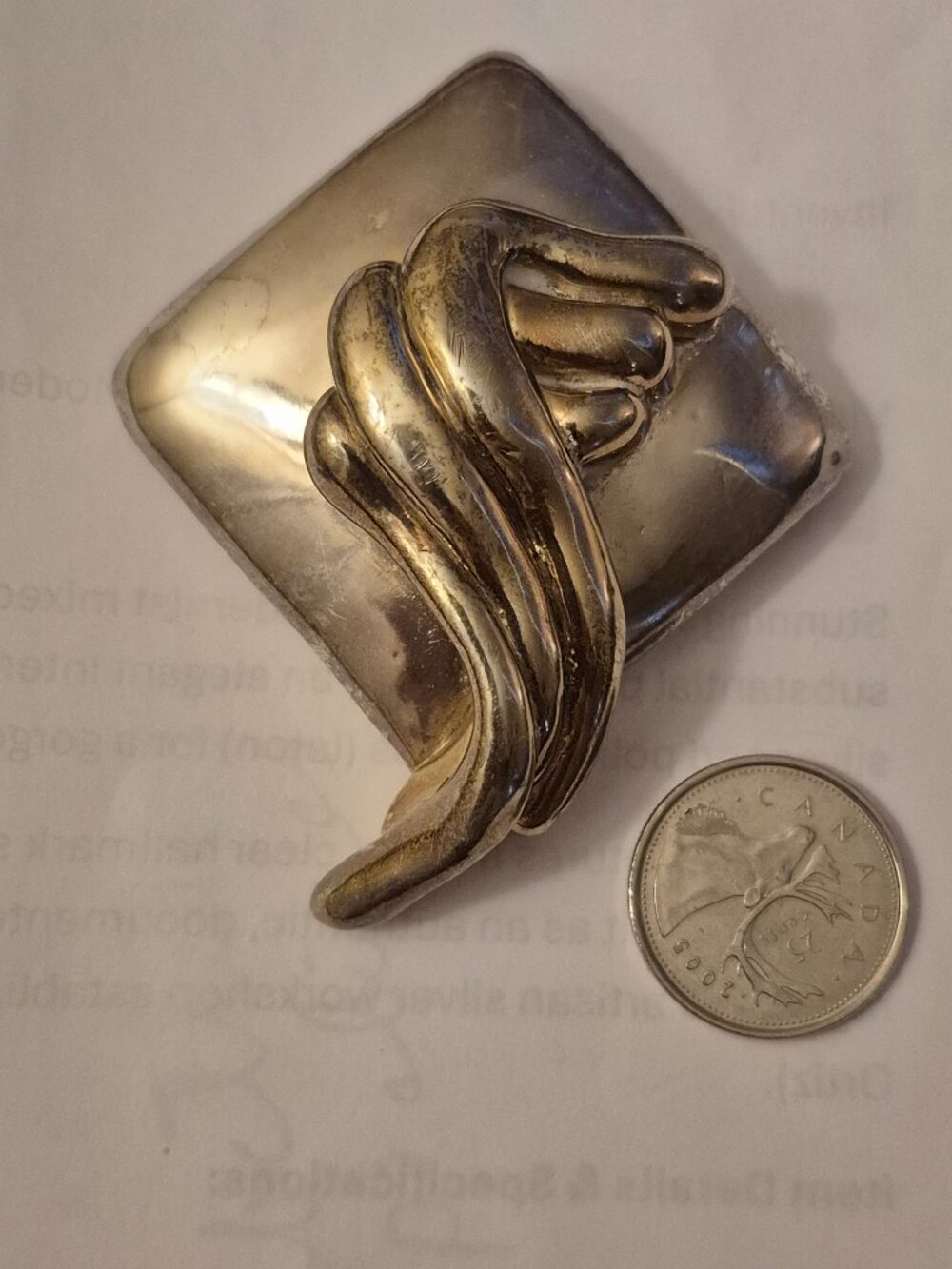 Vtg Bat Ami Israeli Sterling Silver 925 Electroform Two Tone Brooch Pendant 39g